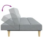 Canapé-lit à 2 places avec repose-pied gris clair tissu – Image 6