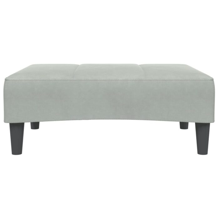 Canapé-lit à 2 places avec repose-pied gris clair velours – Image 4