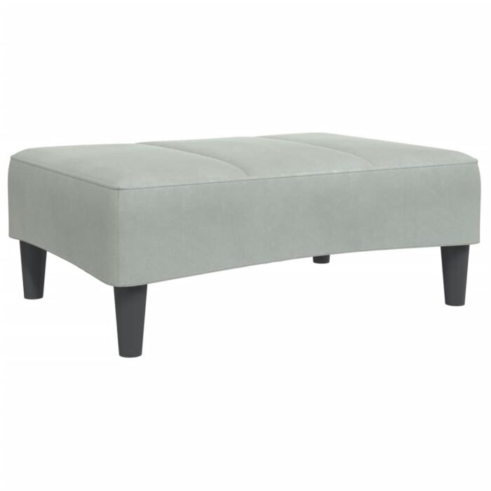 Canapé-lit à 2 places avec repose-pied gris clair velours – Image 5