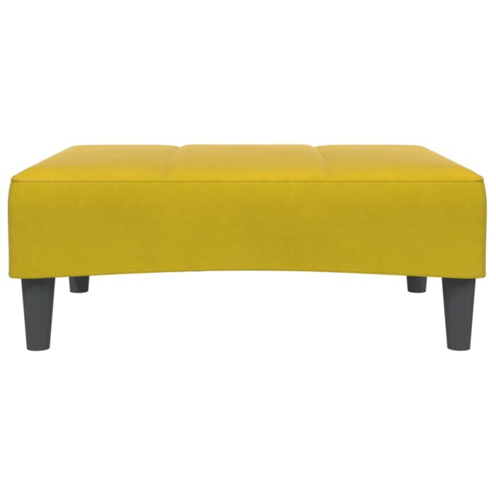 Canapé-lit à 2 places avec repose-pied jaune velours – Image 4