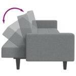 Canapé-lit à 2 places avec repose-pied gris clair tissu – Image 6