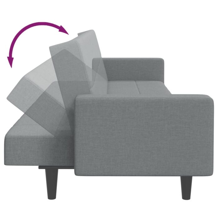 Canapé-lit à 2 places avec repose-pied gris clair tissu – Image 6