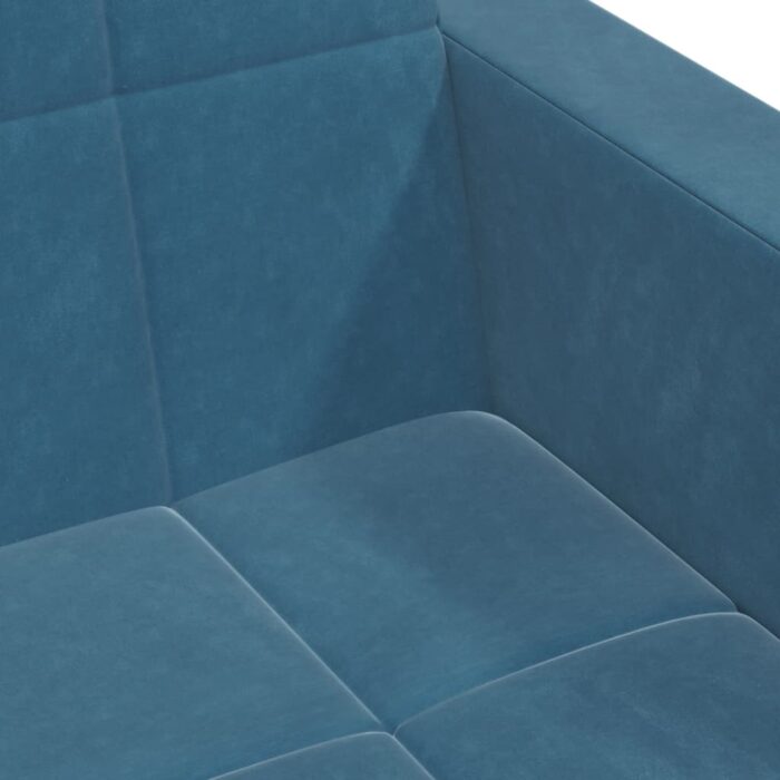 Canapé-lit à 2 places avec repose-pied bleu velours – Image 7