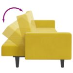 Canapé-lit à 2 places avec repose-pied jaune velours – Image 6
