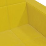 Canapé-lit à 2 places avec repose-pied jaune velours – Image 7