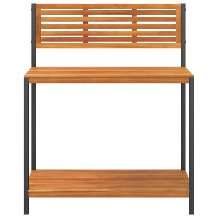 Table de travail de jardin bois d'acacia solide et acier – Image 2