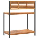 Table de travail de jardin bois d'acacia solide et acier – Image 4