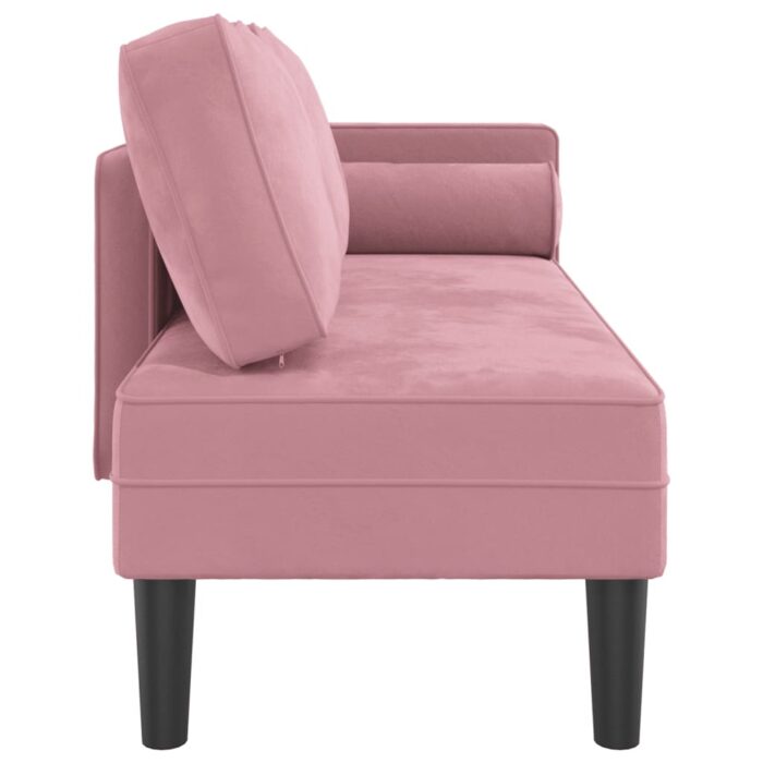 Chaise longue avec coussins rose velours – Image 2