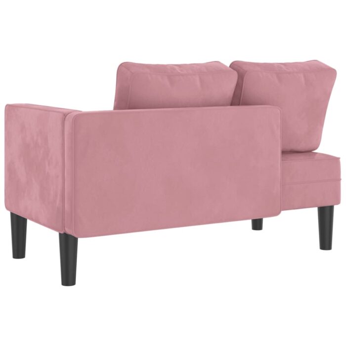 Chaise longue avec coussins rose velours – Image 3