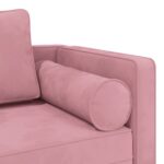 Chaise longue avec coussins rose velours – Image 4