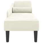 Chaise longue avec coussins crème velours – Image 2