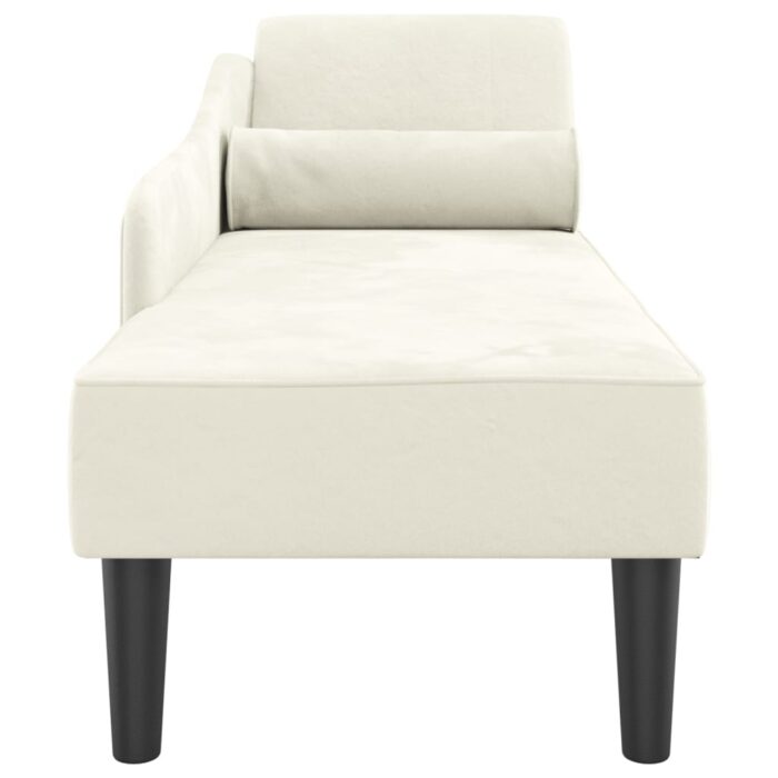 Chaise longue avec coussins crème velours – Image 2