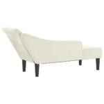 Chaise longue avec coussins crème velours – Image 3