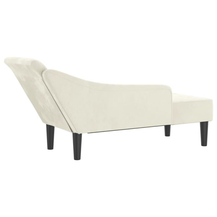 Chaise longue avec coussins crème velours – Image 3