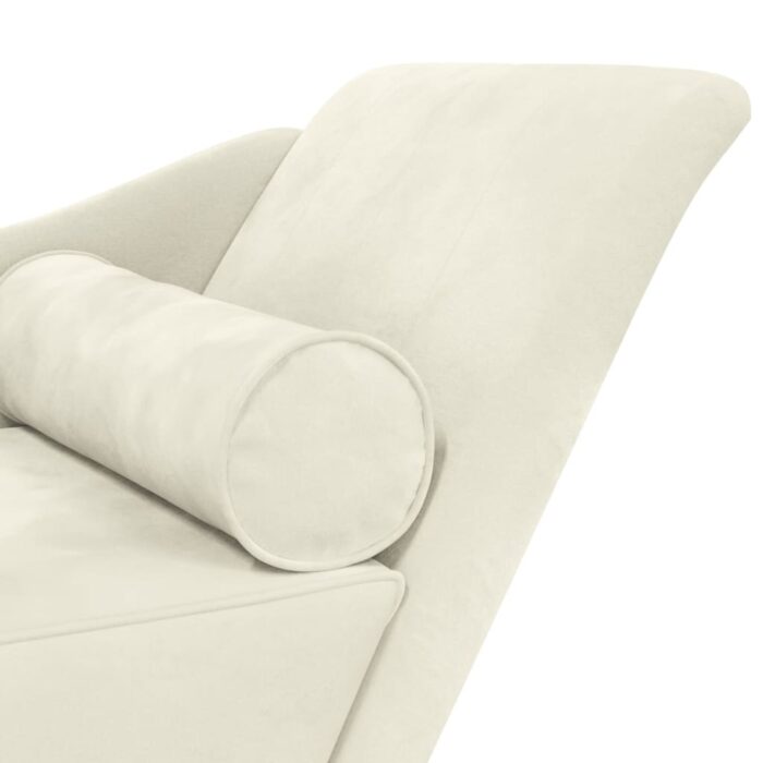 Chaise longue avec coussins crème velours – Image 4