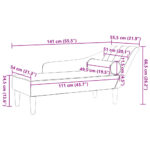 Chaise longue avec coussins crème velours – Image 6