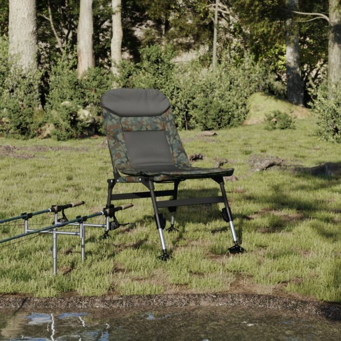 Chaise de pêche avec pieds à boue réglables pliable camouflage – Image 1