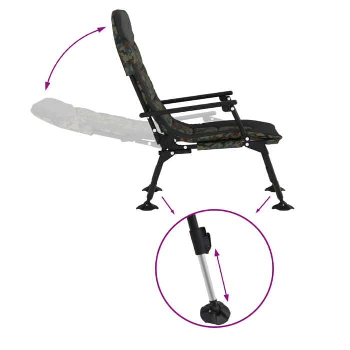 Chaise de pêche avec accoudoir pliable camouflage – Image 4