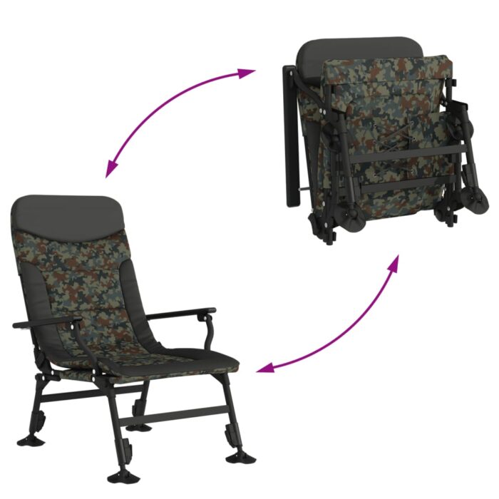 Chaise de pêche avec accoudoir pliable camouflage – Image 5