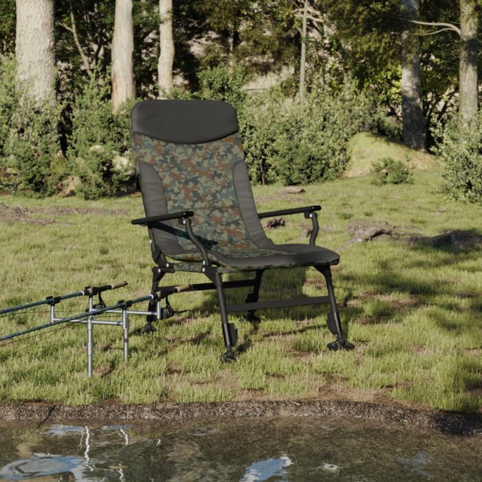 Chaise de pêche avec accoudoir pliable camouflage – Image 1