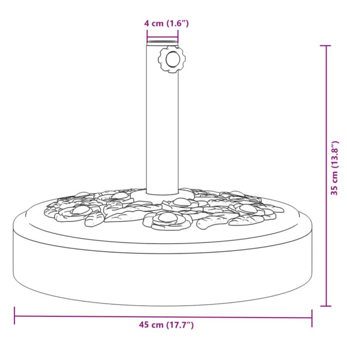 Base de parasol pour mâts Ø38 / 48 mm 25 kg rond – Image 6