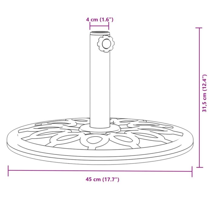 Base de parasol pour mâts Ø38 / 48 mm 12 kg rond – Image 6