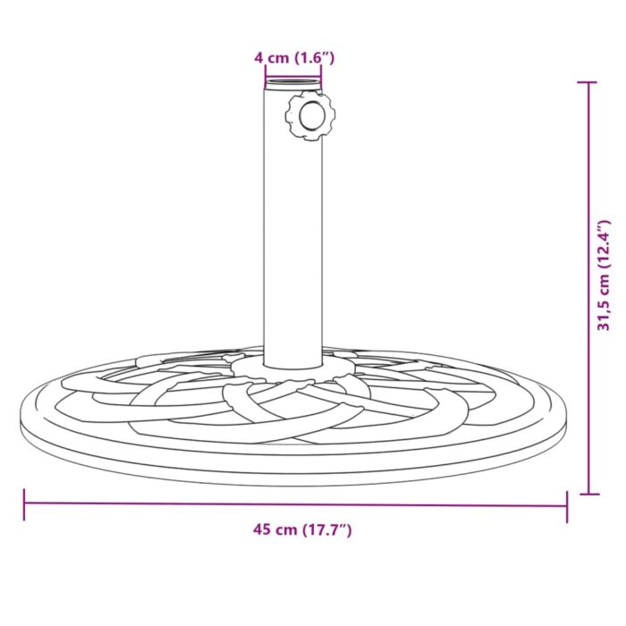 Base de parasol pour mâts Ø38 / 48 mm 12 kg rond – Image 6