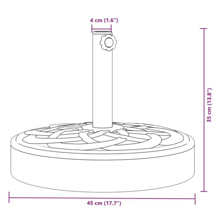 Base de parasol pour mâts Ø38 / 48 mm 25 kg rond – Image 6