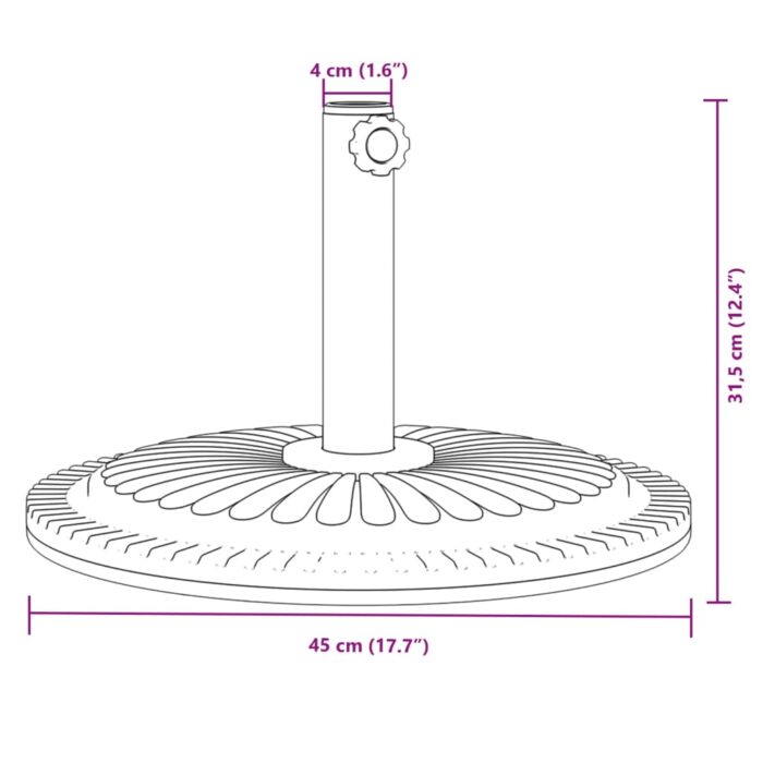 Base de parasol pour mâts Ø38 / 48 mm 12 kg rond – Image 6