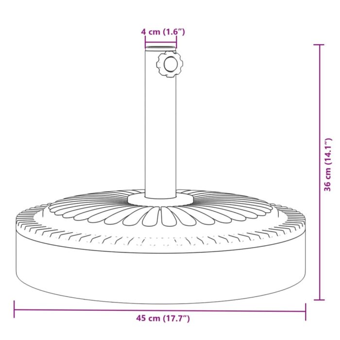 Base de parasol pour mâts Ø38 / 48 mm 25 kg rond – Image 6