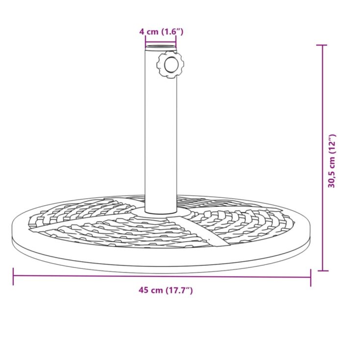 Base de parasol pour mâts Ø38 / 48 mm 12 kg rond – Image 6