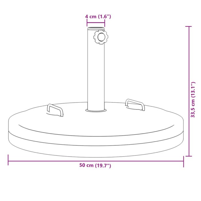 Base de parasol avec poignées pour mâts Ø38 / 48 mm 25 kg rond – Image 7