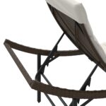 Chaises longues lot de 2 avec coussins marron résine tressée – Image 6
