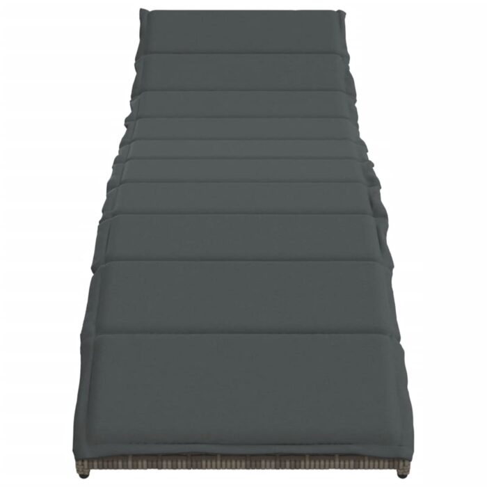 Chaises longues lot de 2 avec coussins gris résine tressée – Image 2