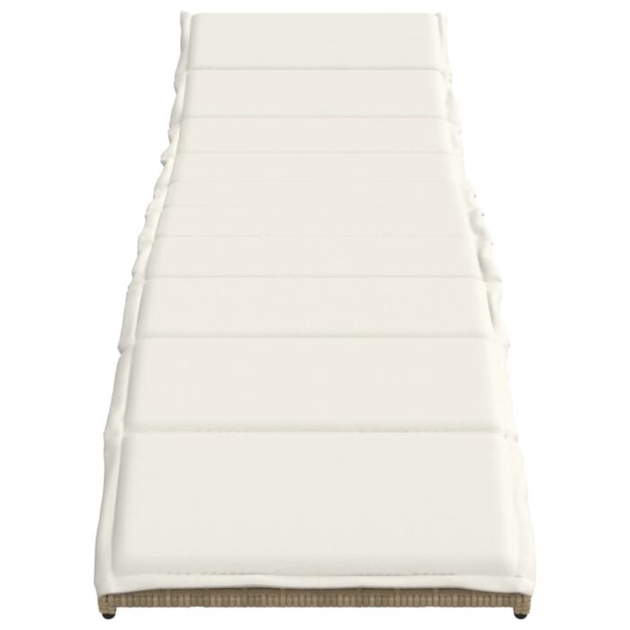 Chaises longues lot de 2 avec coussins beige résine tressée – Image 2