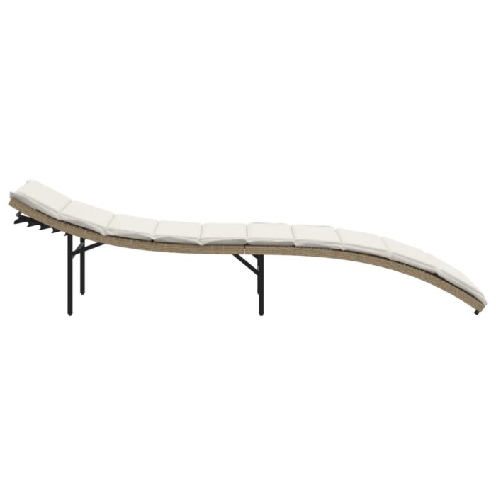 Chaises longues lot de 2 avec coussins beige résine tressée – Image 3