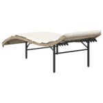 Chaises longues lot de 2 avec coussins beige résine tressée – Image 4