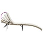 Chaises longues lot de 2 avec coussins beige résine tressée – Image 5