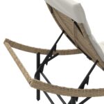 Chaises longues lot de 2 avec coussins beige résine tressée – Image 6