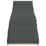 Chaises longues lot de 2 et coussins gris clair résine tressée – Image 2
