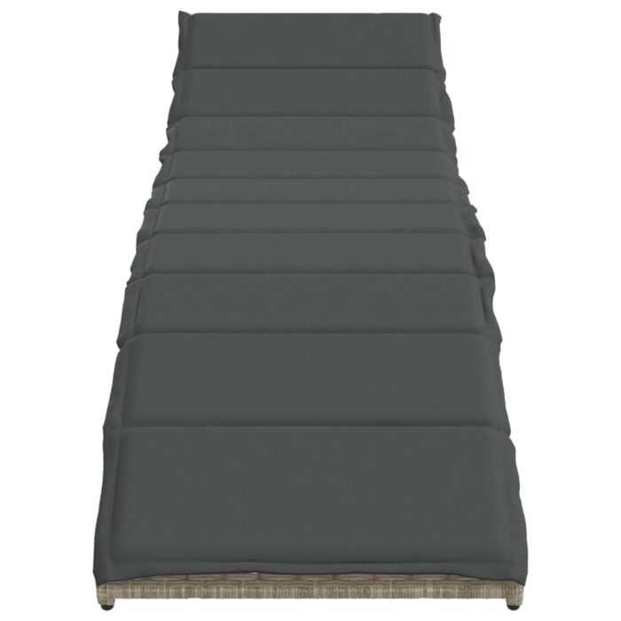 Chaises longues lot de 2 et coussins gris clair résine tressée – Image 2
