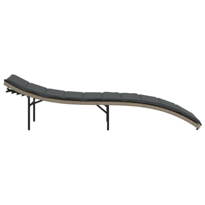 Chaises longues lot de 2 et coussins gris clair résine tressée – Image 3