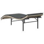 Chaises longues lot de 2 et coussins gris clair résine tressée – Image 4