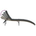 Chaises longues lot de 2 et coussins gris clair résine tressée – Image 5