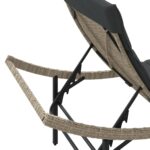 Chaises longues lot de 2 et coussins gris clair résine tressée – Image 6