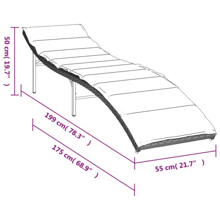 Chaises longues lot de 2 et coussins gris clair résine tressée – Image 7