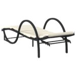 Chaises longues lot de 2 avec coussins noir résine tressée – Image 4