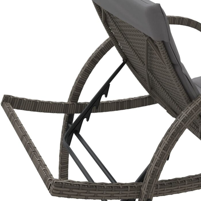 Chaises longues lot de 2 avec coussins gris résine tressée – Image 6