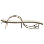 Chaises longues lot de 2 avec coussins beige résine tressée – Image 3