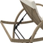 Chaises longues lot de 2 avec coussins beige résine tressée – Image 5